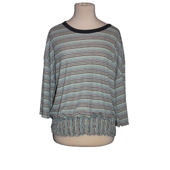 Coco and Main Women's Shirt Size Large L Gathered Waist Blue Stripe NEW NWT - Picture 1 of 2